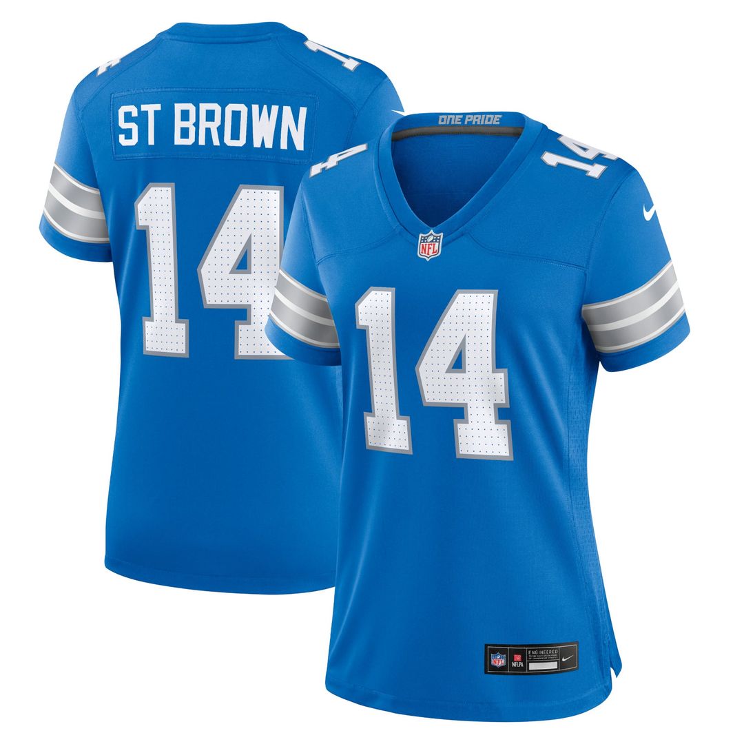 Women's Nike Detroit Lions Amon-Ra St. Brown Blue Team Game NFL Jersey