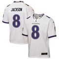 Youth Nike Baltimore Ravens Lamar Jackson White Game NFL Jersey