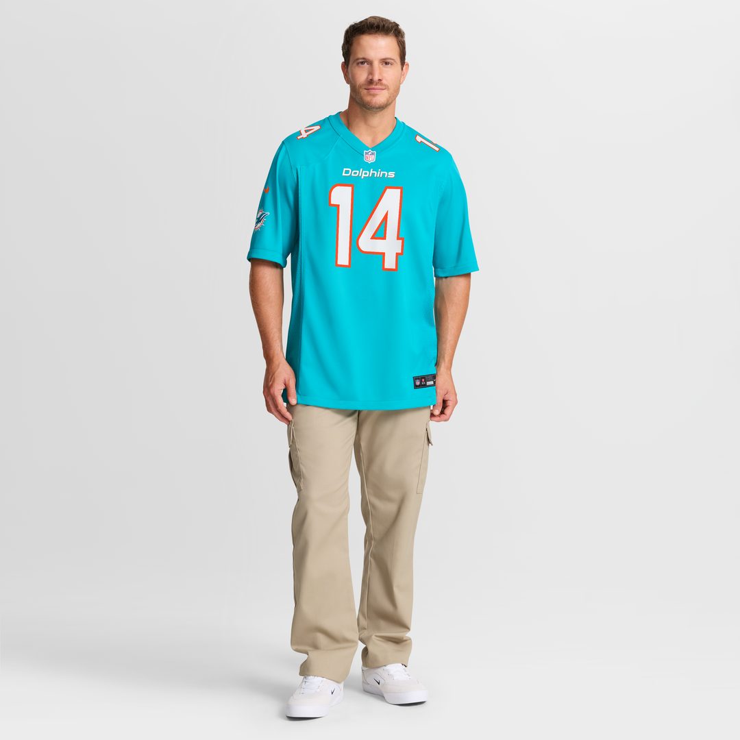 Men's Nike Miami Dolphins Quinn Ewers Aqua Team Game NFL Jersey