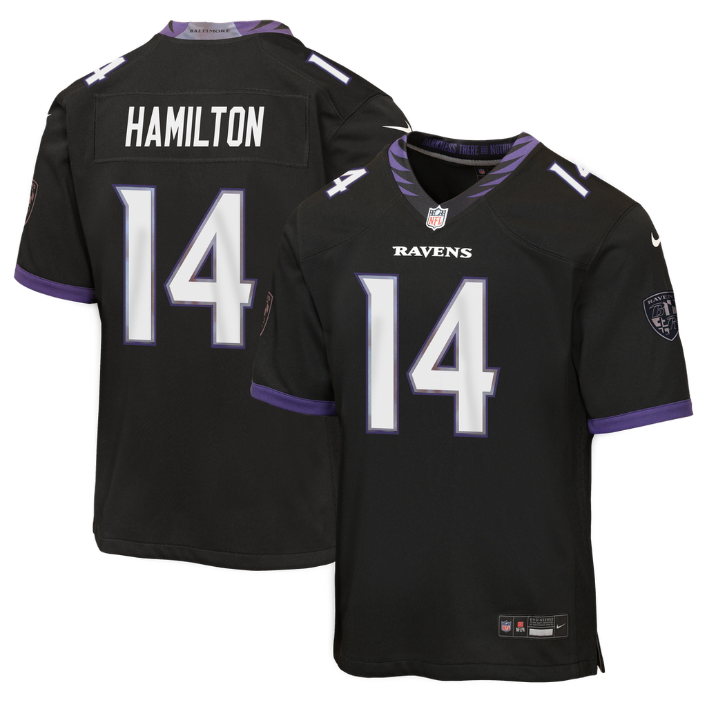 Youth Nike Baltimore Ravens Kyle Hamilton Black Alternate Game NFL Jersey