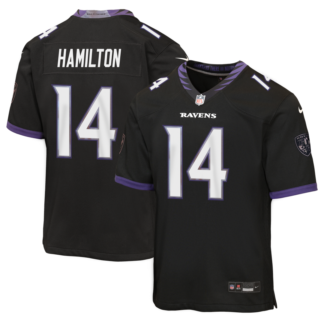 Youth Nike Baltimore Ravens Kyle Hamilton Black Alternate Game NFL Jersey