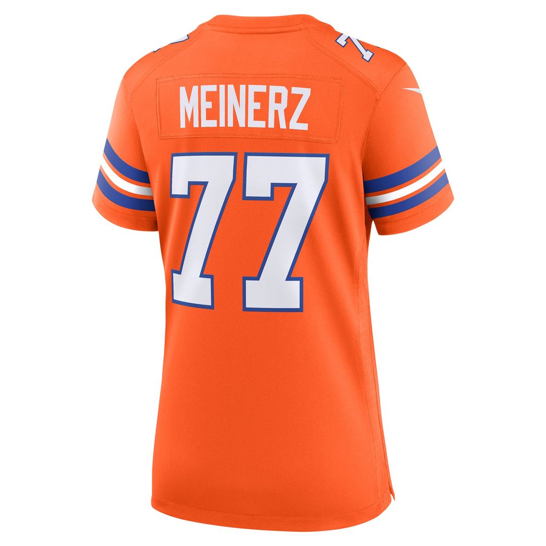 Women's Nike Denver Broncos Quinn Meinerz Orange Mile High Collection 1977 Throwback Player Game NFL Jersey