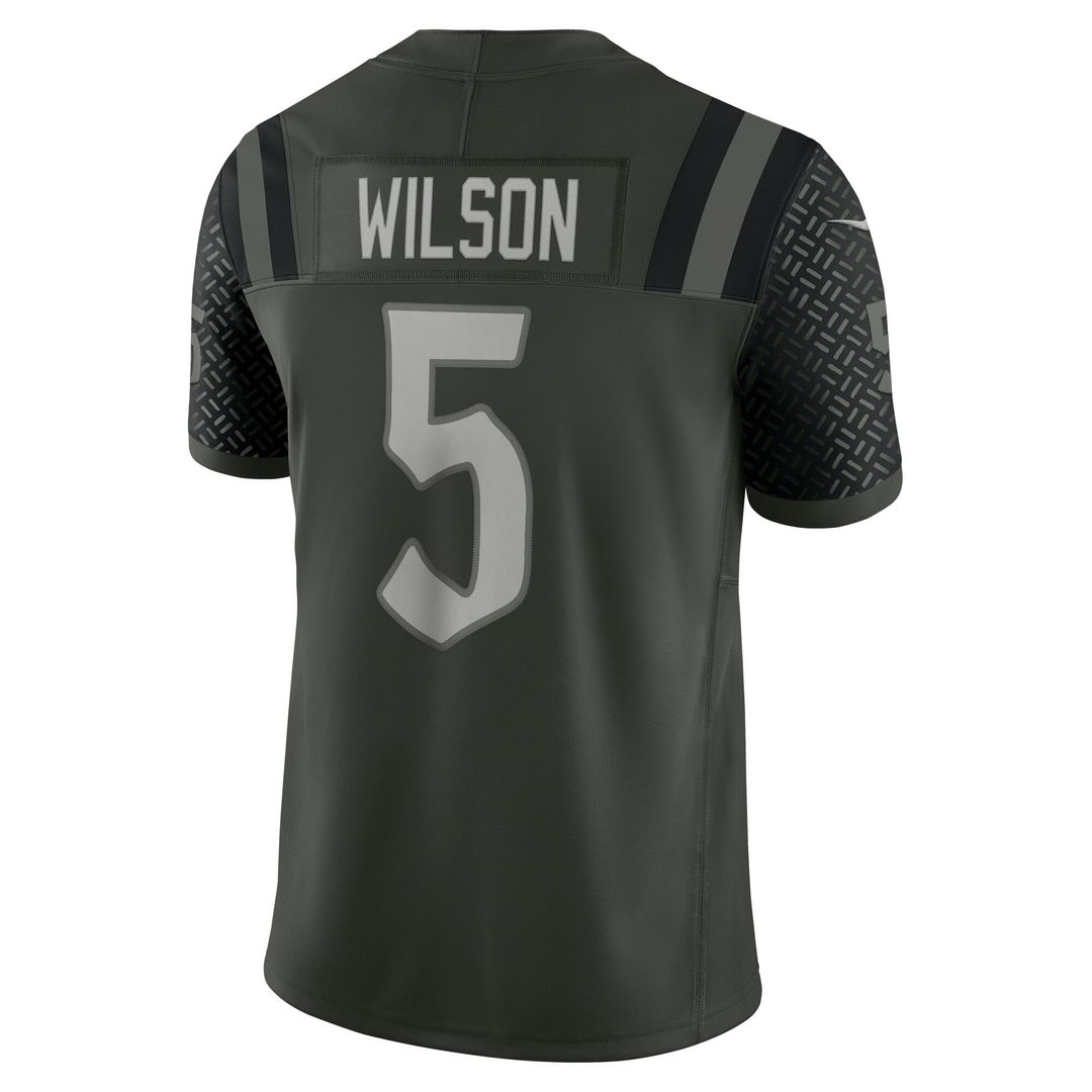 Men's Nike New York Jets Garrett Wilson Gotham Green 2025 Rivalries Collection Stitched Limited NFL Jersey
