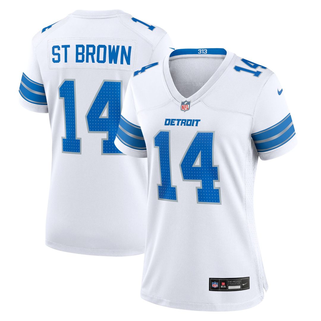 Women's Nike Detroit Lions Amon-Ra St. Brown White Game NFL Jersey