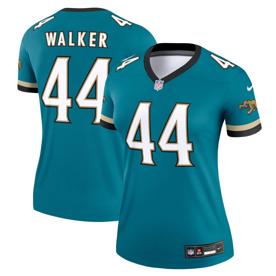 Women's Nike Jacksonville Jaguars Travon Walker Prowler Throwback Teal Alternate Legend Player NFL Performance Top
