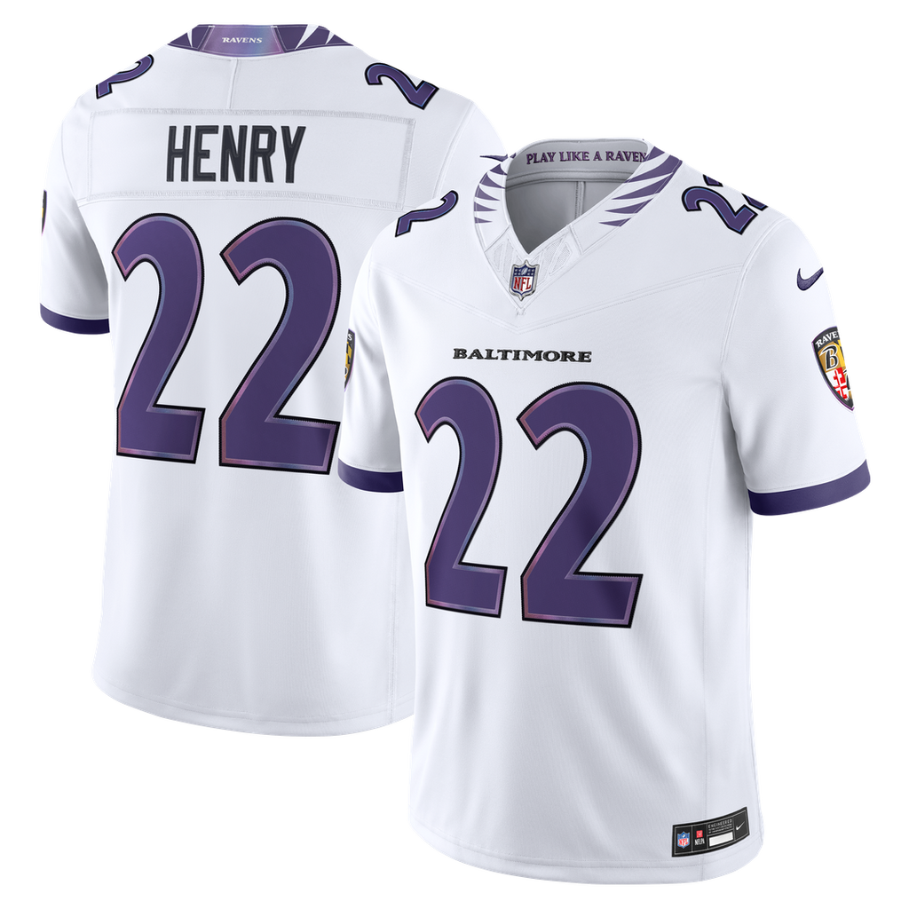 Men's Nike Baltimore Ravens Derrick Henry White Vapor F.U.S.E. Stitched Limited NFL Jersey