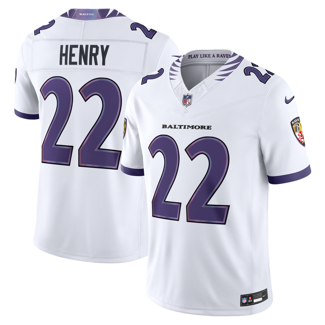 Men's Nike Baltimore Ravens Derrick Henry White Vapor F.U.S.E. Stitched Limited NFL Jersey