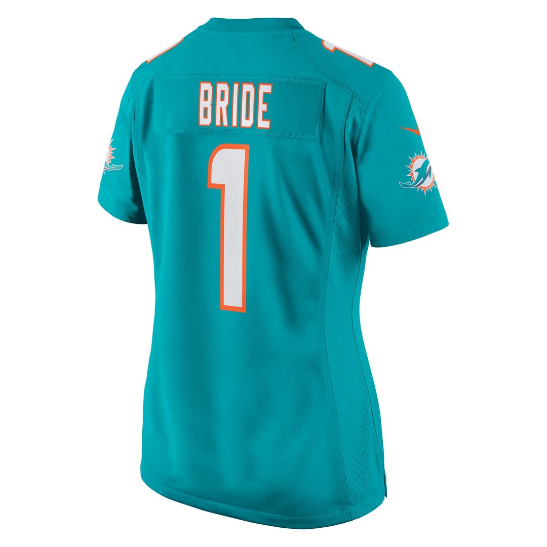 Women's Nike Miami Dolphins Number 1 Bride Aqua Game NFL Jersey