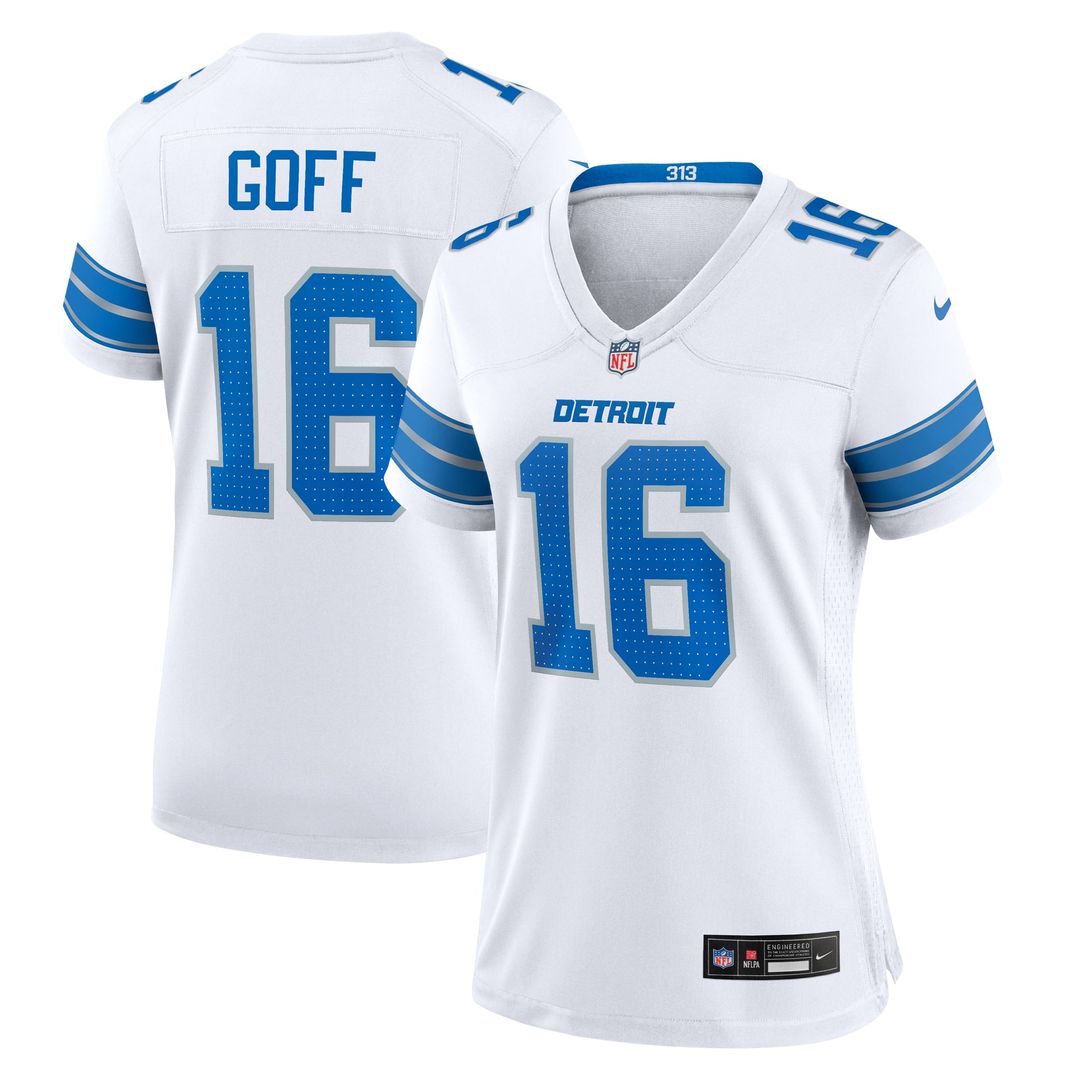 Women's Nike Detroit Lions Jared Goff White Game NFL Jersey