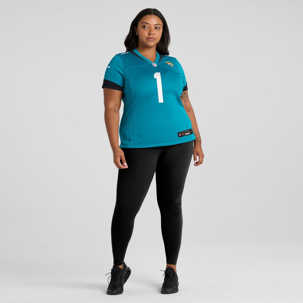 Women's Nike Jacksonville Jaguars Number 1 Bride Teal Game NFL Jersey