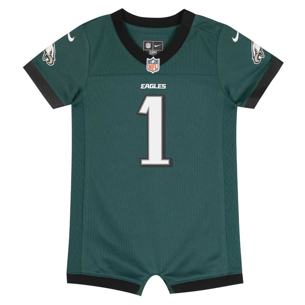 Infant Nike Philadelphia Eagles Jalen Hurts Midnight Green Newborn & Game Romper NFL Jersey