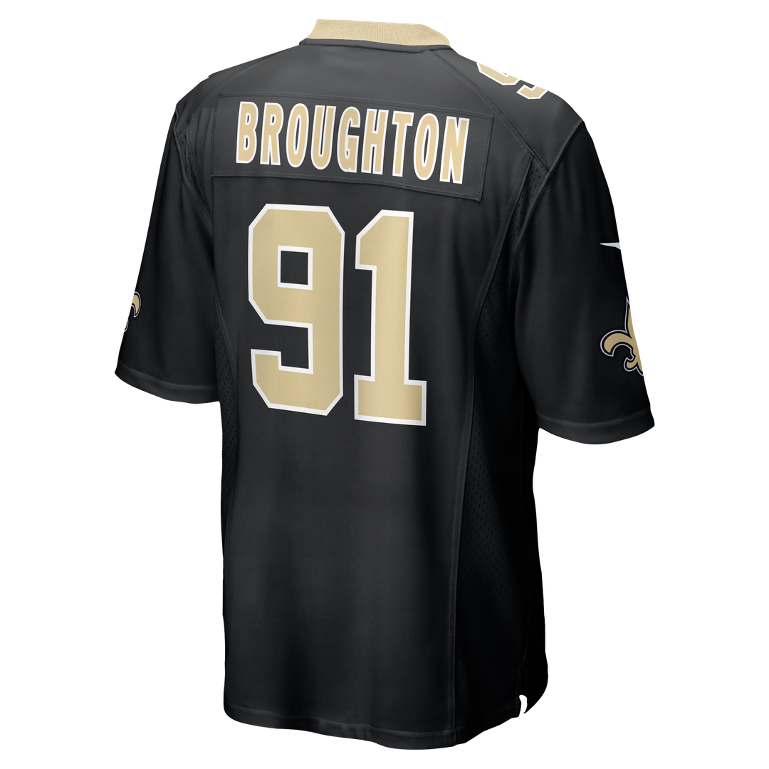 Men's Nike New Orleans Saints Vernon Broughton Black Team Game NFL Jersey