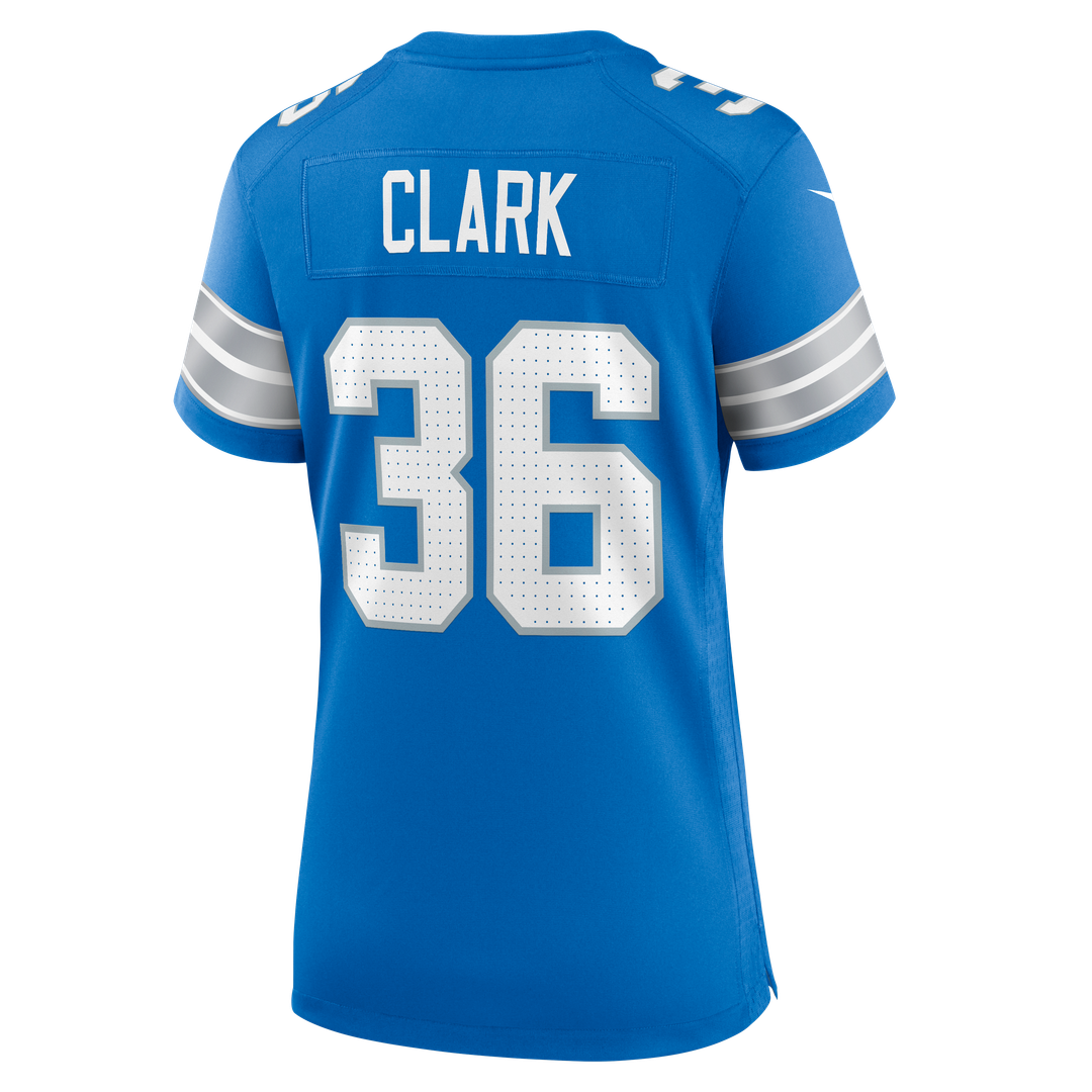 Women's Nike Detroit Lions Chuck Clark Blue Team Game NFL Jersey