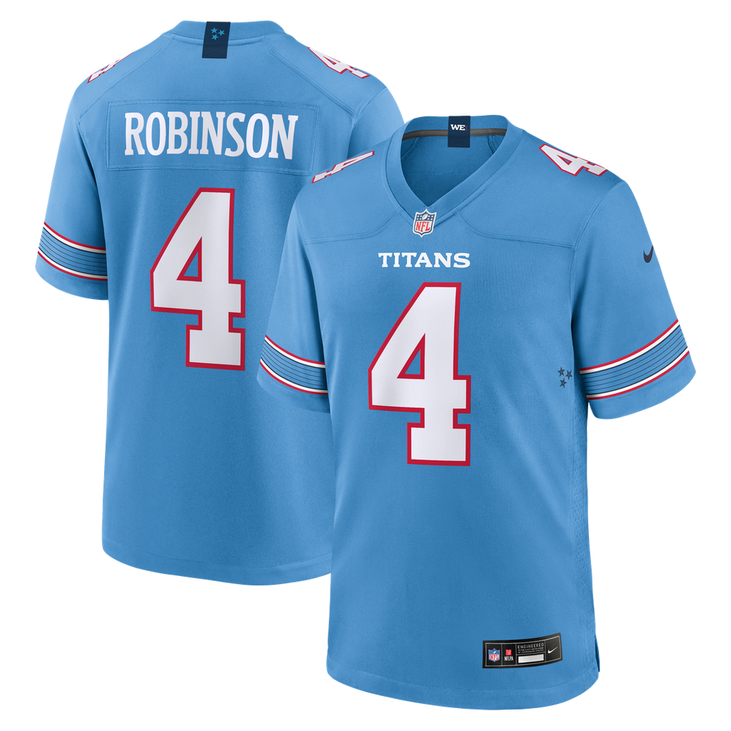 Men's Nike Tennessee Titans Wan'Dale Robinson Light Blue Team Game NFL Jersey
