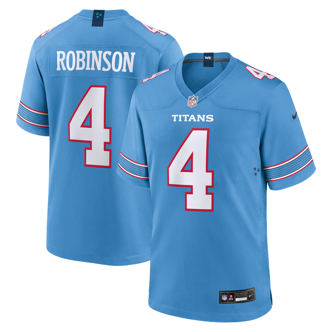 Men's Nike Tennessee Titans Wan'Dale Robinson Light Blue Team Game NFL Jersey
