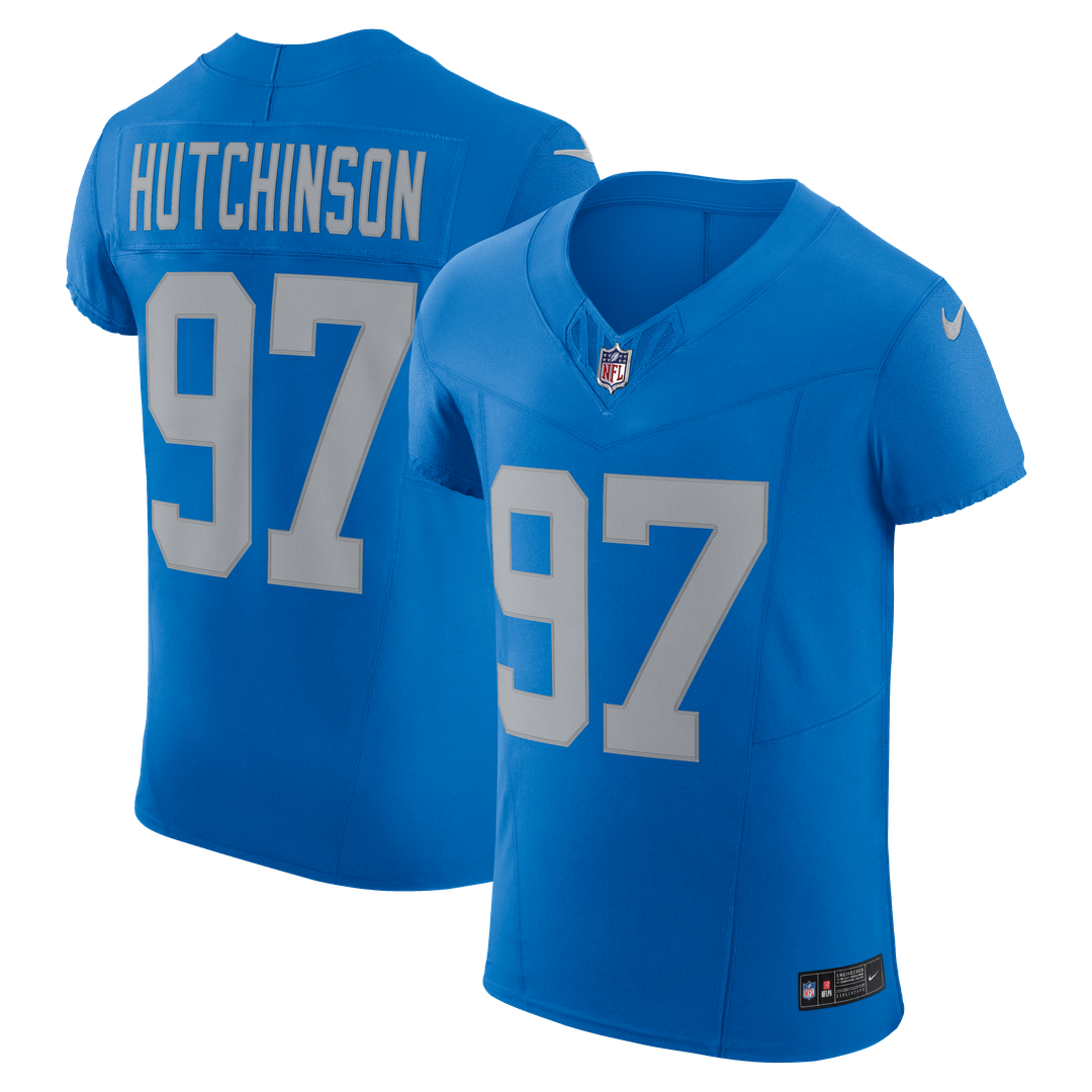 Men's Nike Detroit Lions Aidan Hutchinson Blue Alternate Vapor F.U.S.E. Elite NFL Jersey