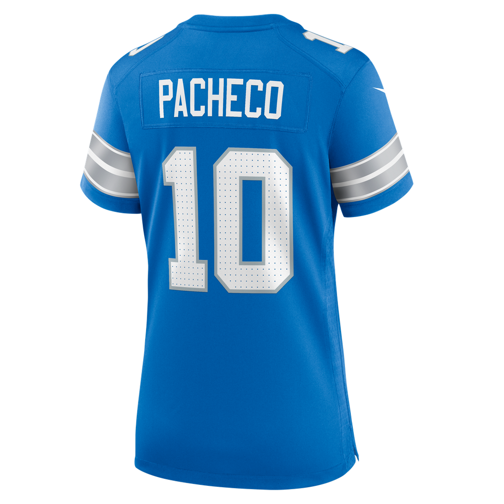 Women's Nike Detroit Lions Isiah Pacheco Blue Team Game NFL Jersey