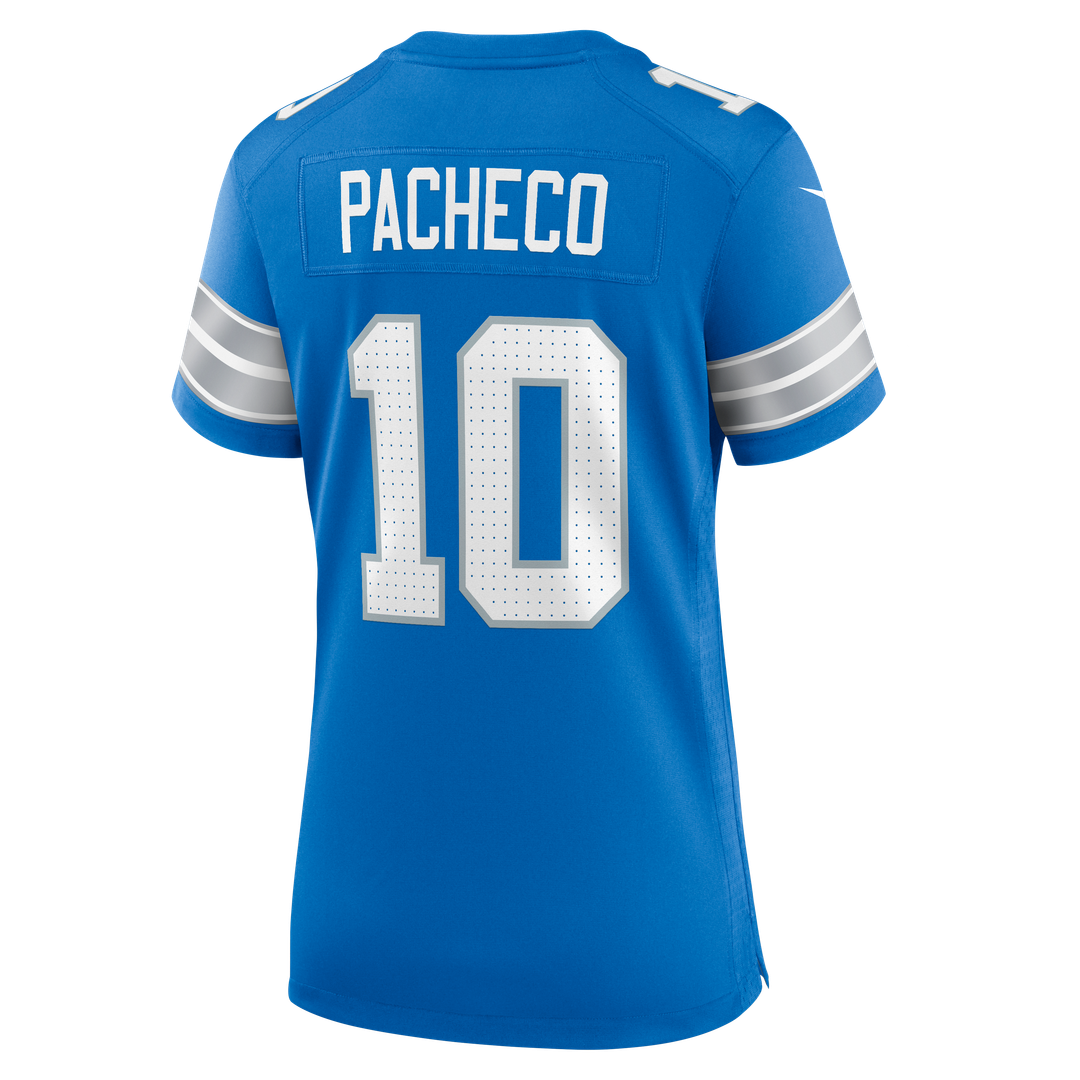 Women's Nike Detroit Lions Isiah Pacheco Blue Team Game NFL Jersey