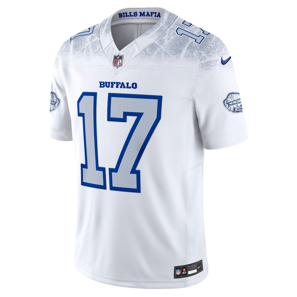 Men's Nike Buffalo Bills Josh Allen White 2025 Rivalries Collection Stitched Limited NFL Jersey