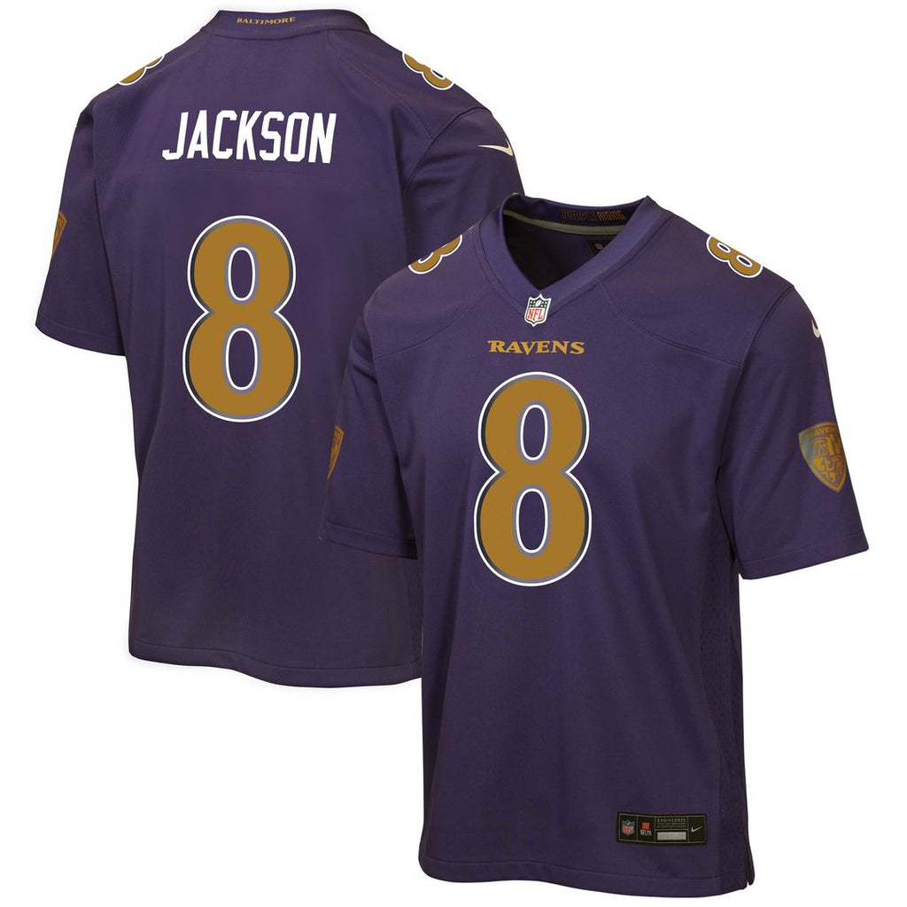 Youth Nike Baltimore Ravens Lamar Jackson Purple Alternate 2 Game NFL Jersey