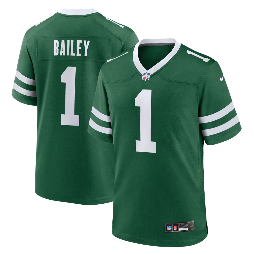 Men's Nike New York Jets David Bailey Legacy Green 2026 NFL Draft First Round Pick No. 2 Team Game NFL Jersey