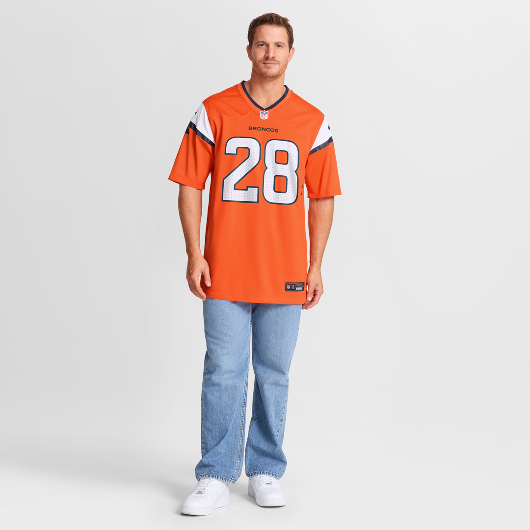 Men's Nike Denver Broncos Tyler Badie Orange Team Game NFL Jersey