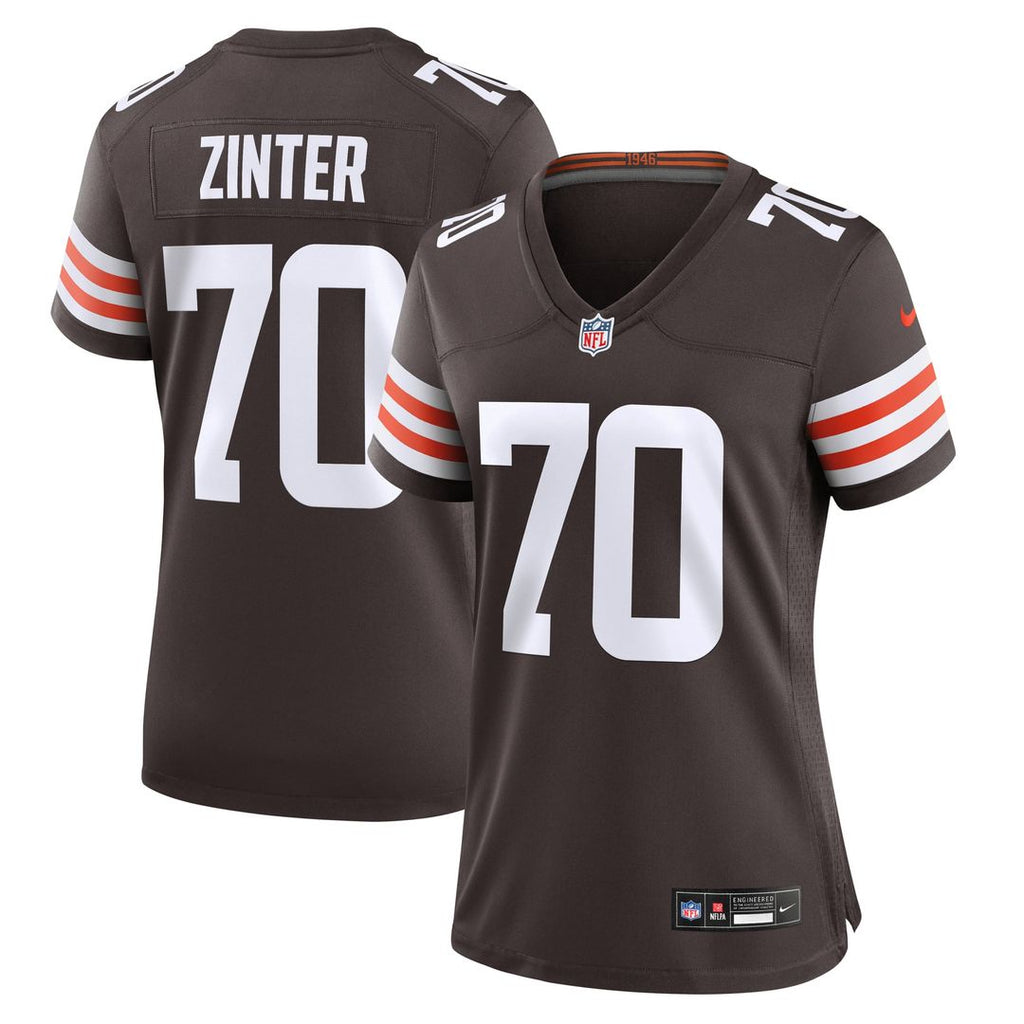 Women's Nike Cleveland Browns Zak Zinter Brown Game NFL Jersey