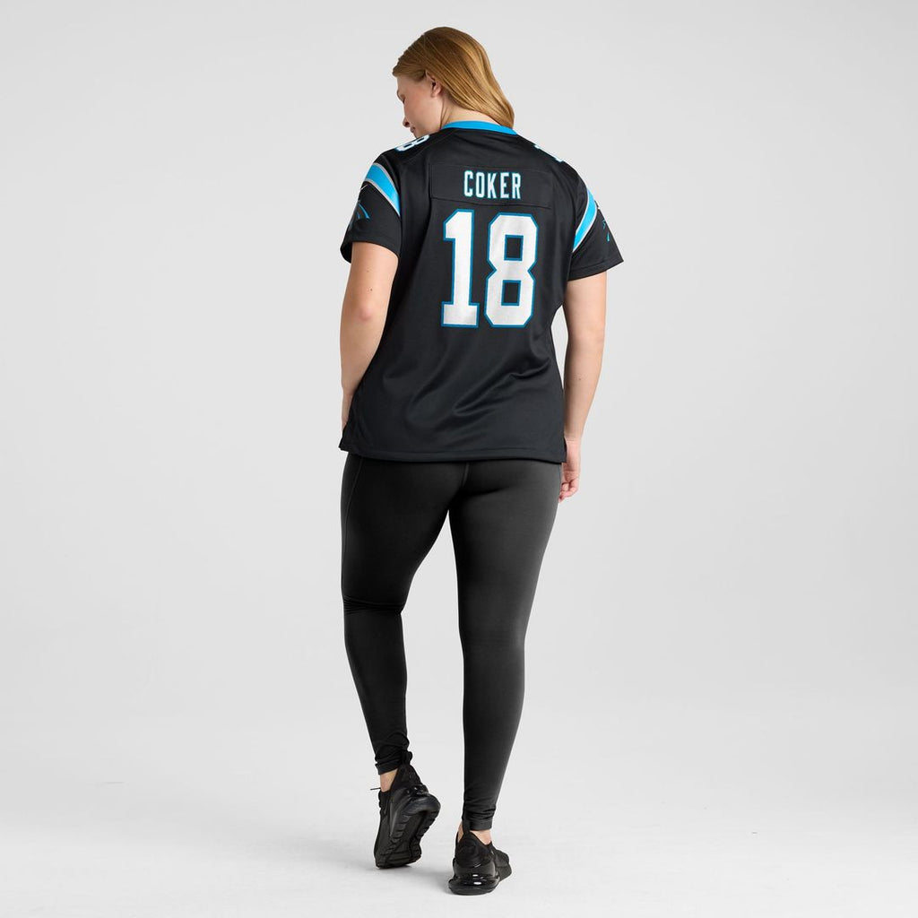 Women's Nike Carolina Panthers Jalen Coker Black Team Game NFL Jersey