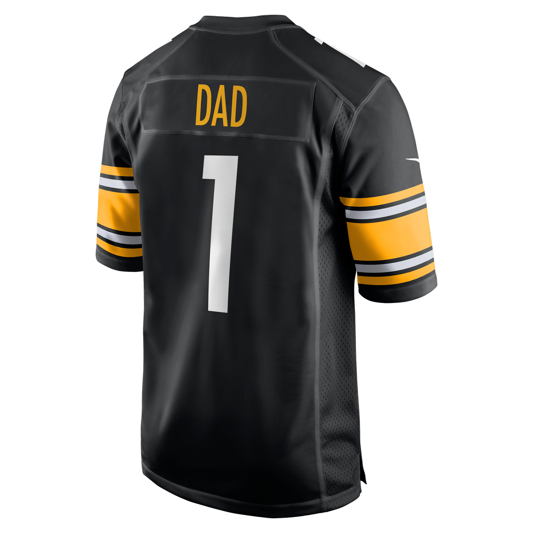 Men's Nike Pittsburgh Steelers Number 1 Dad Black Game NFL Jersey