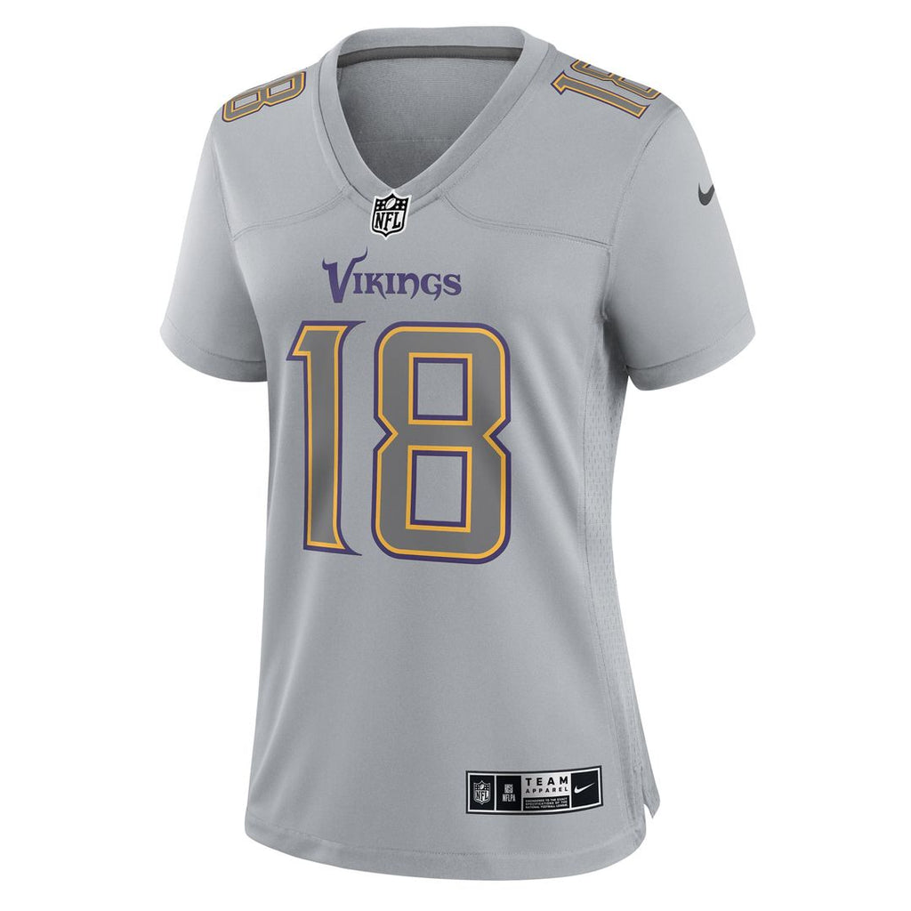 Women's Nike Minnesota Vikings Justin Jefferson Gray Atmosphere Fashion Game NFL Jersey