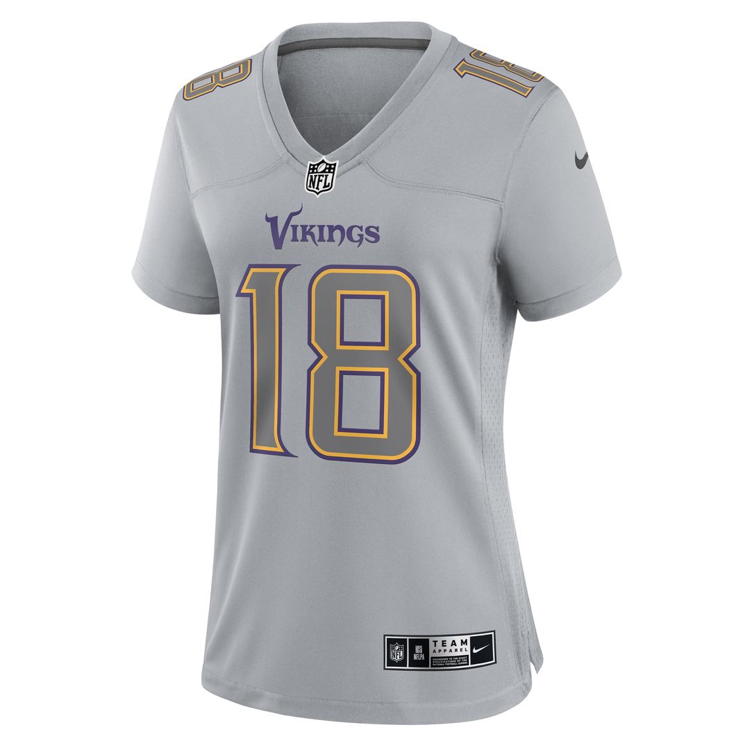 Women's Nike Minnesota Vikings Justin Jefferson Gray Atmosphere Fashion Game NFL Jersey