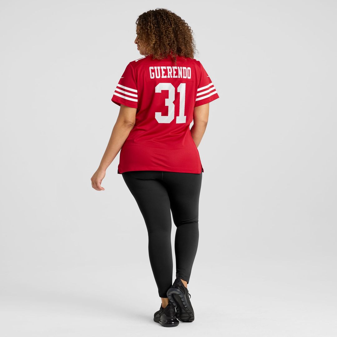 Women's Nike San Francisco 49ers Isaac Guerendo Scarlet Team Game NFL Jersey