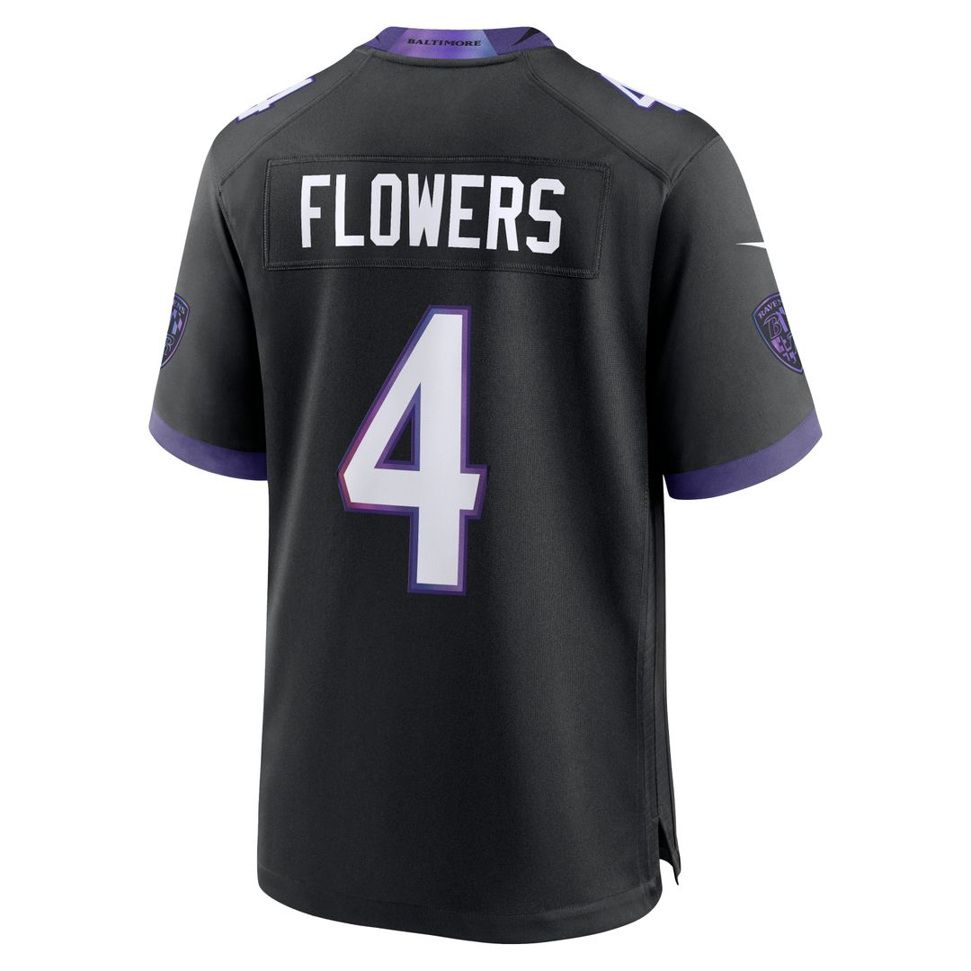 Men's Nike Baltimore Ravens Zay Flowers Black Alternate Game NFL Jersey