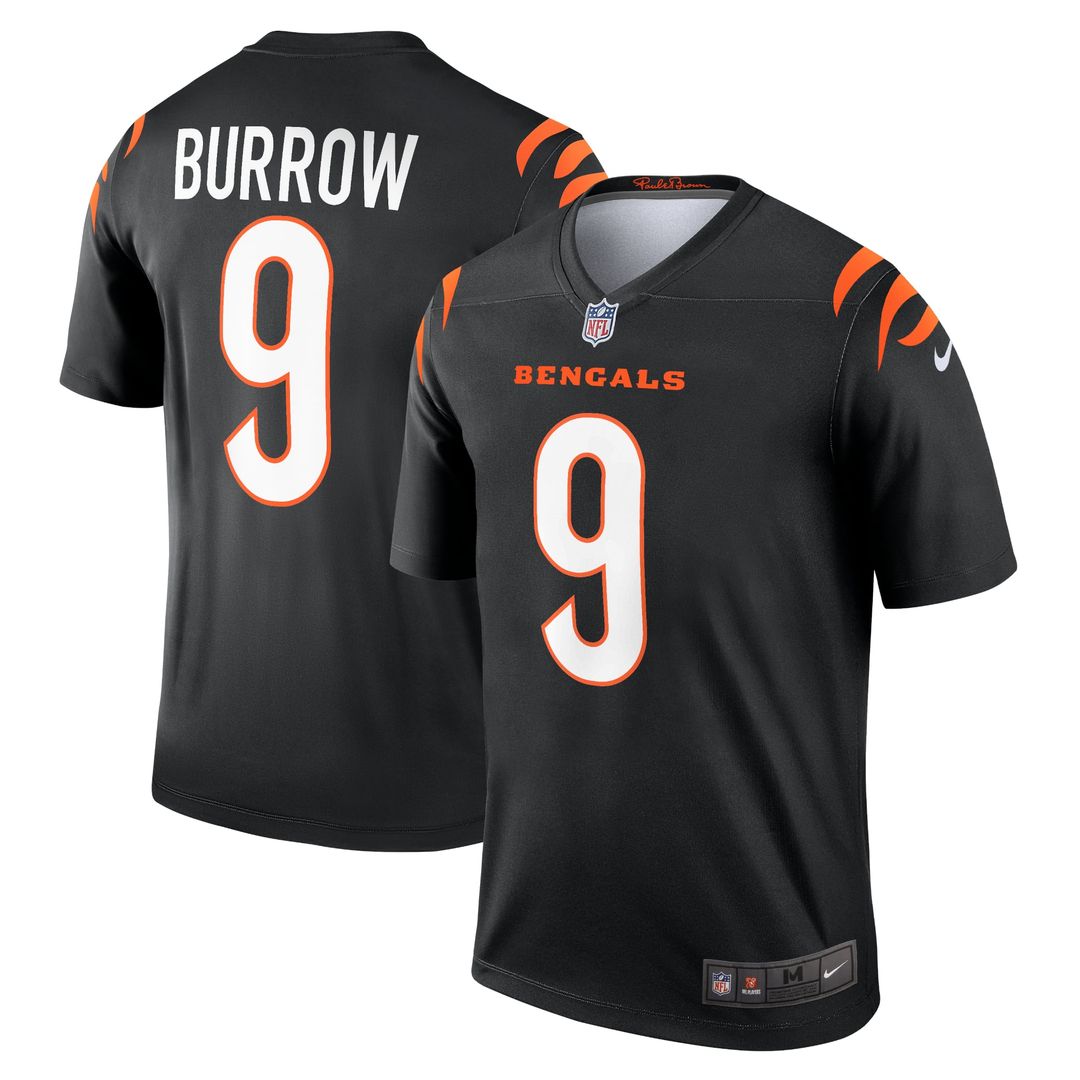 Men's Nike Cincinnati Bengals Joe Burrow Black Legend Player NFL Performance Top