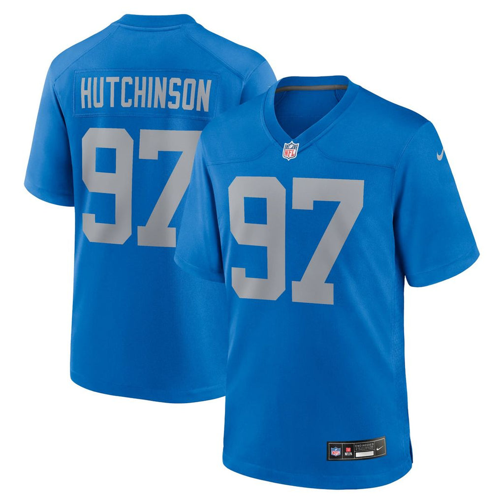 Men's Nike Detroit Lions Aidan Hutchinson Blue Alternate Game NFL Jersey