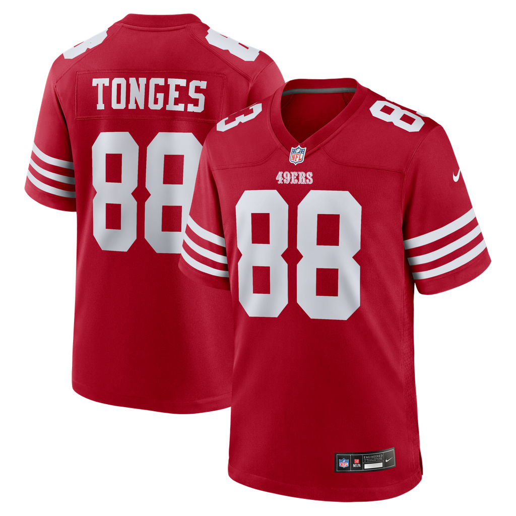 Men's Nike San Francisco 49ers Jake Tonges Scarlet Team Game NFL Jersey