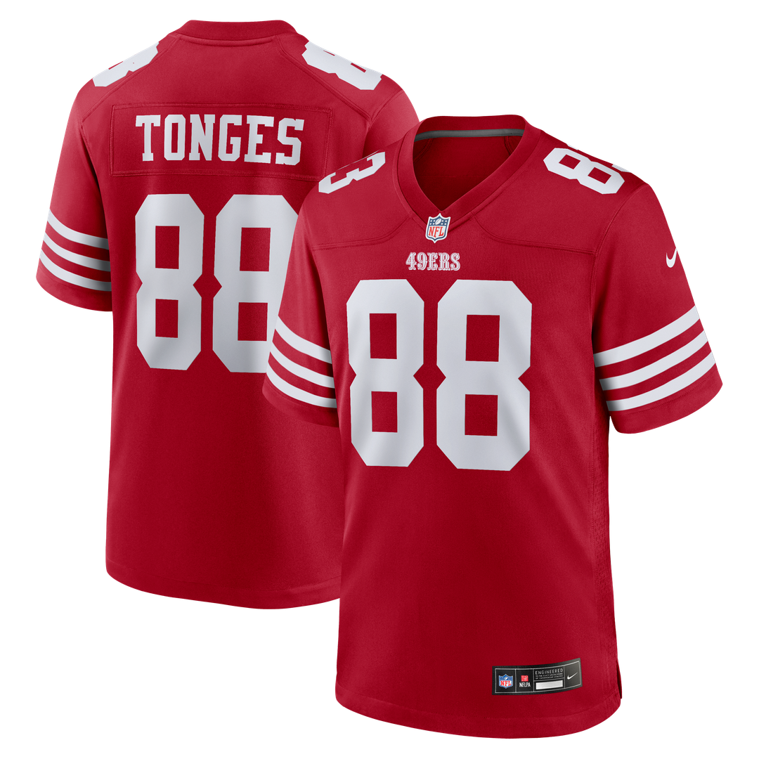 Men's Nike San Francisco 49ers Jake Tonges Scarlet Team Game NFL Jersey