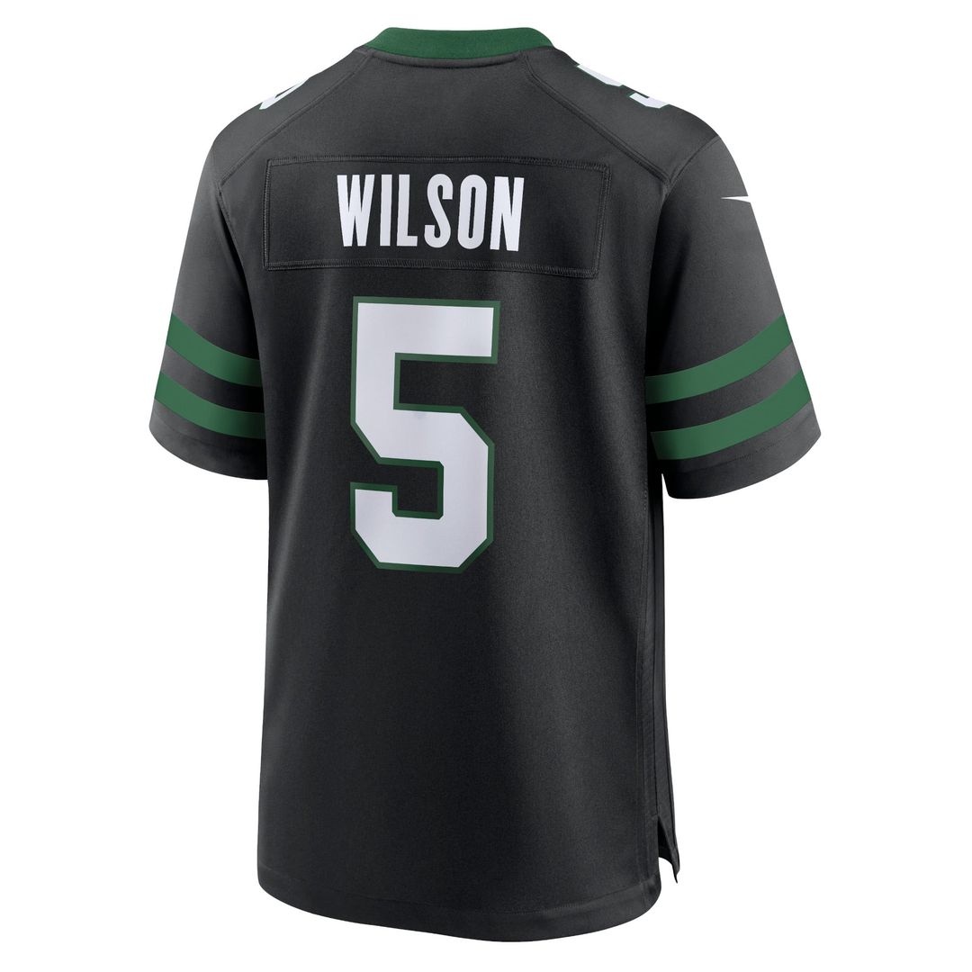 Men's Nike New York Jets Garrett Wilson Legacy Black Alternate Game NFL Jersey