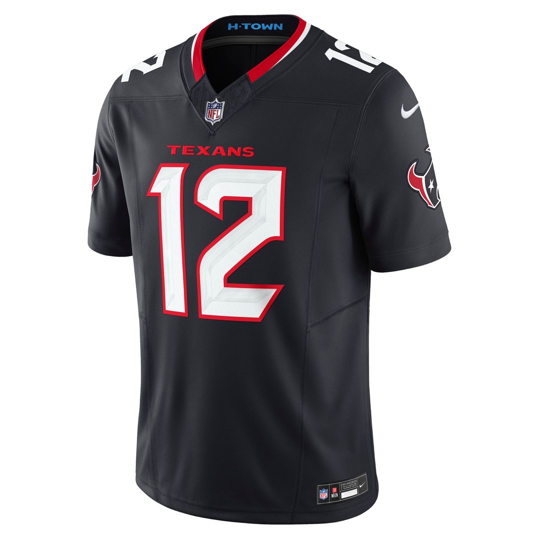 Men's Nike Houston Texans Nico Collins Navy Team Vapor F.U.S.E. Limited NFL Jersey