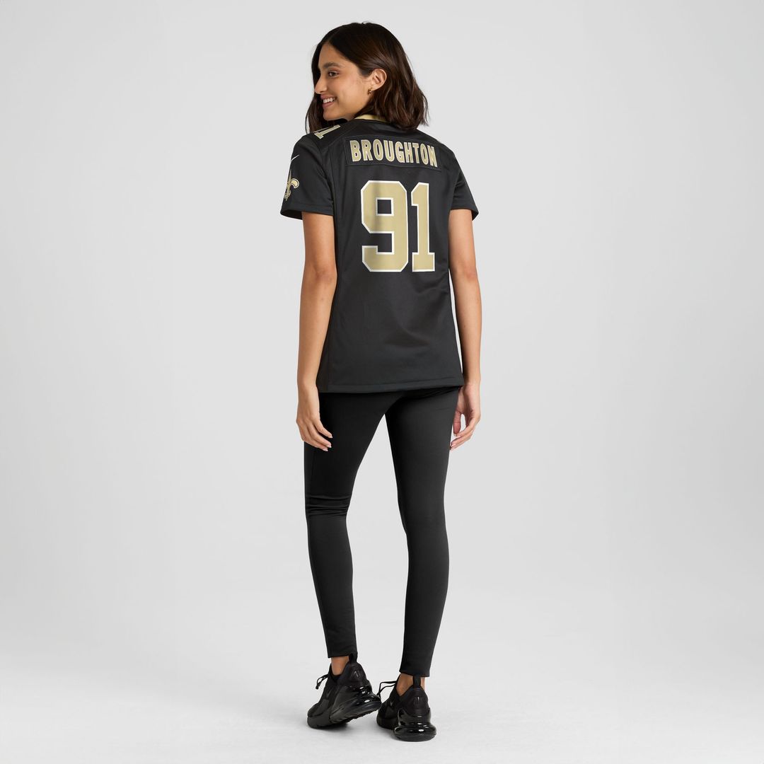 Women's Nike New Orleans Saints Vernon Broughton Black Team Game NFL Jersey