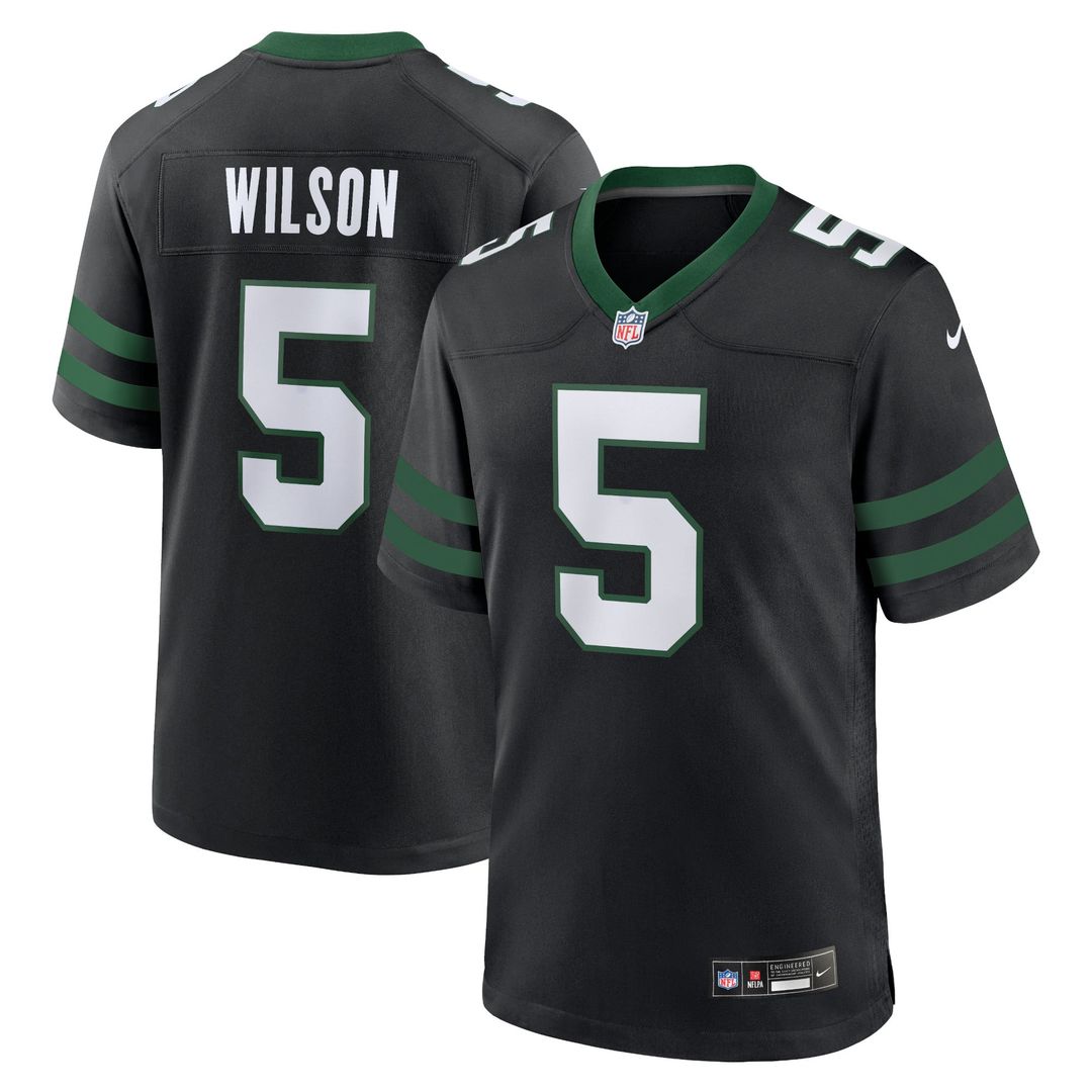 Men's Nike New York Jets Garrett Wilson Legacy Black Alternate Game NFL Jersey