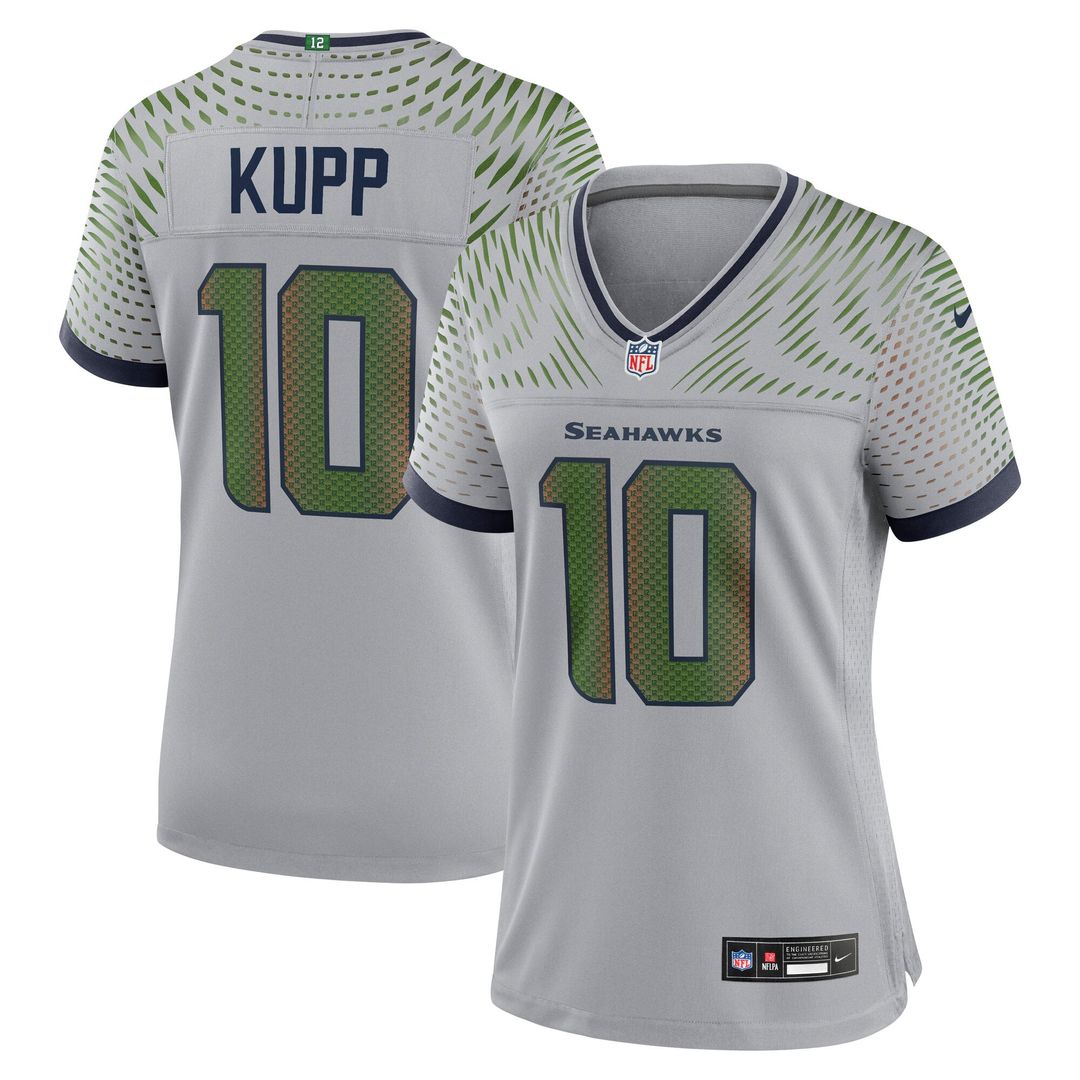 Women's Nike Seattle Seahawks Cooper Kupp Wolf Gray 2025 Rivalries Collection Game NFL Jersey