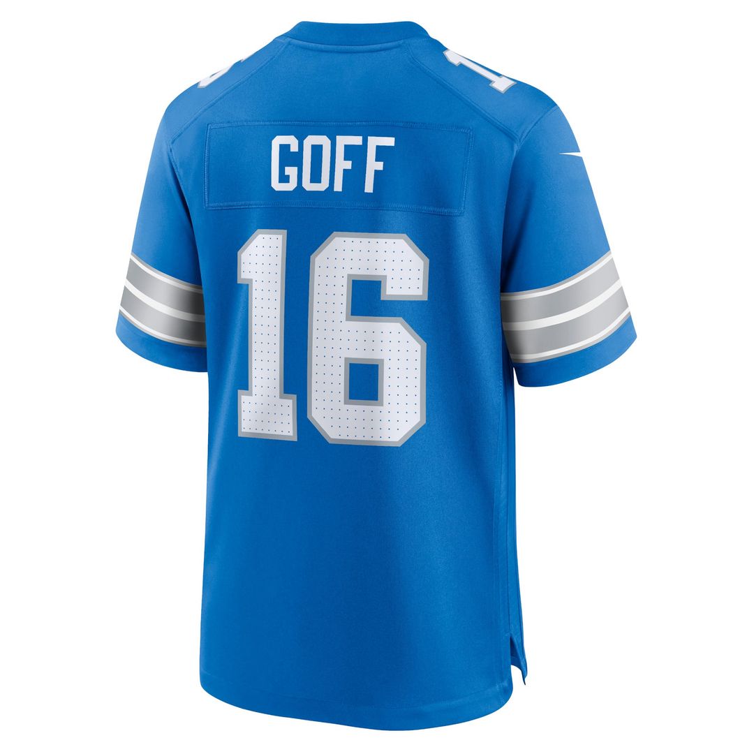 Men's Nike Detroit Lions Jared Goff White Game NFL Jersey