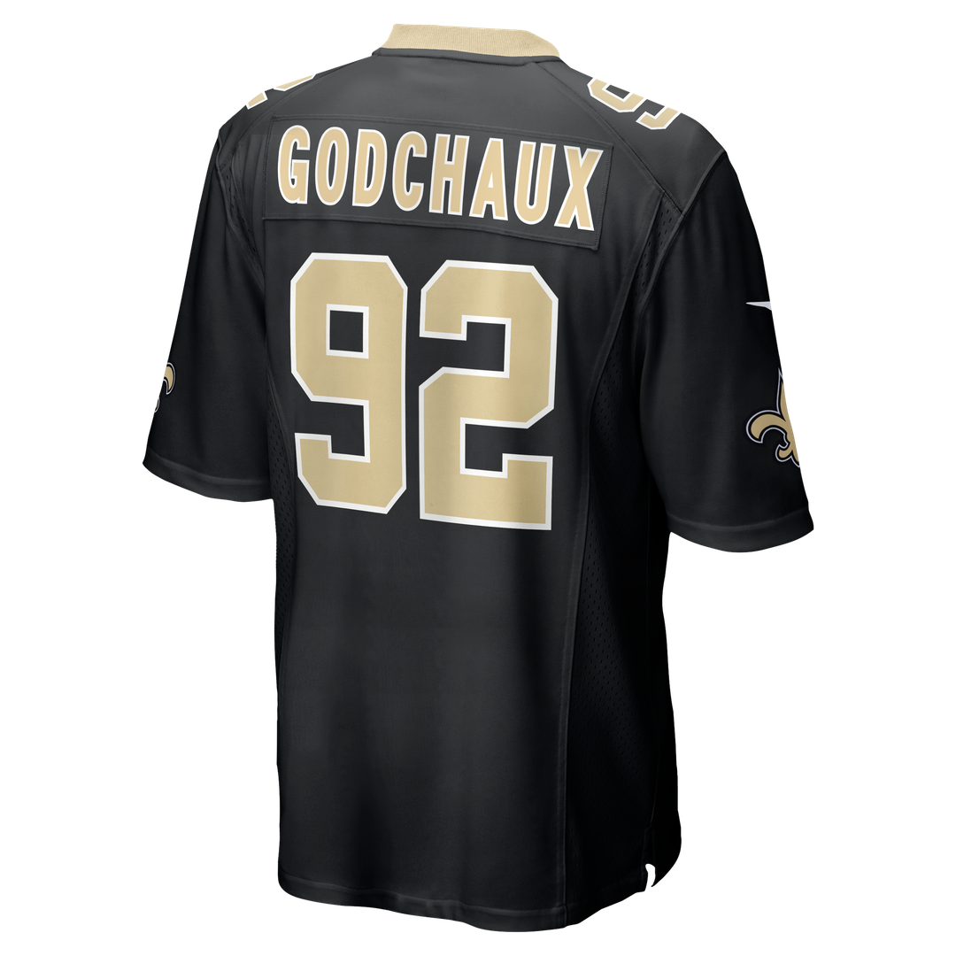 Men's Nike New Orleans Saints Davon Godchaux Black Team Game NFL Jersey