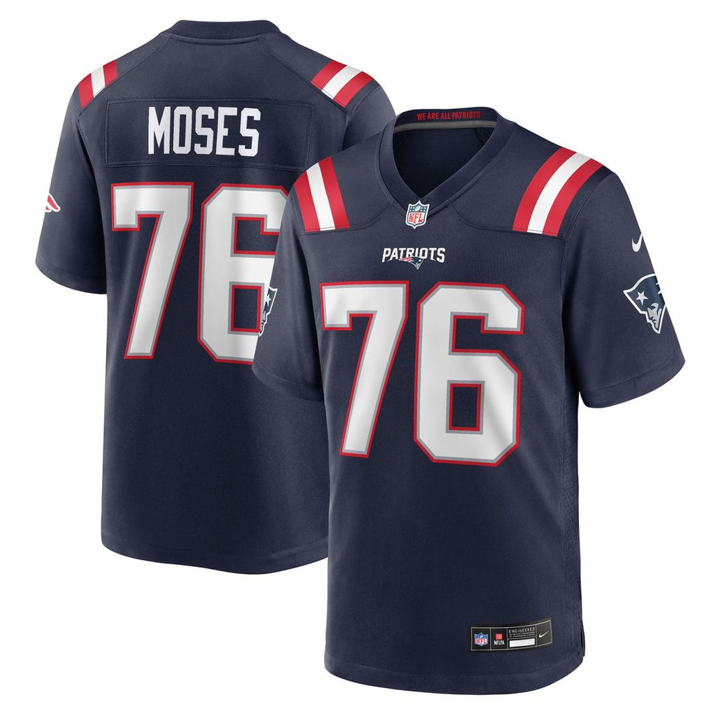 Men's Nike New England Patriots Morgan Moses Navy Team Game NFL Jersey