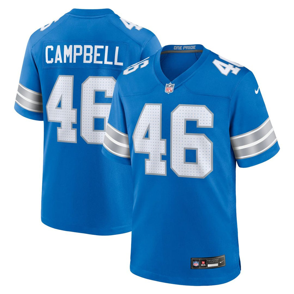 Men's Nike Detroit Lions Jack Campbell Blue Game NFL Jersey