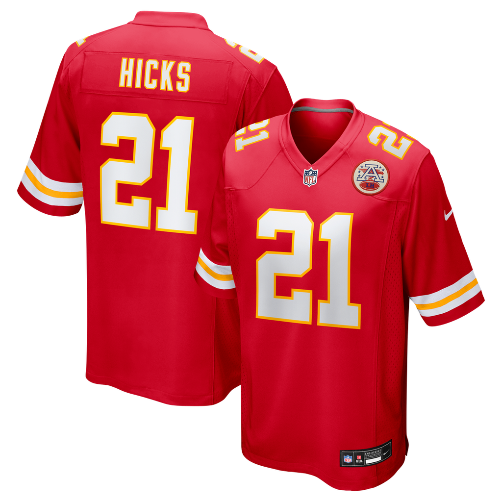Men's Nike Kansas City Chiefs Jaden Hicks Red Game NFL Jersey