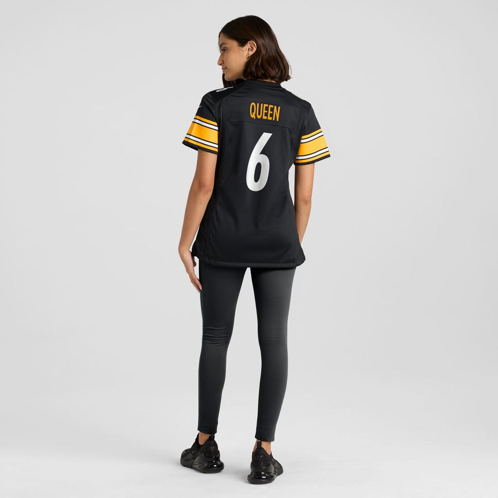 Women's Nike Pittsburgh Steelers Patrick Queen Black Team Game NFL Jersey