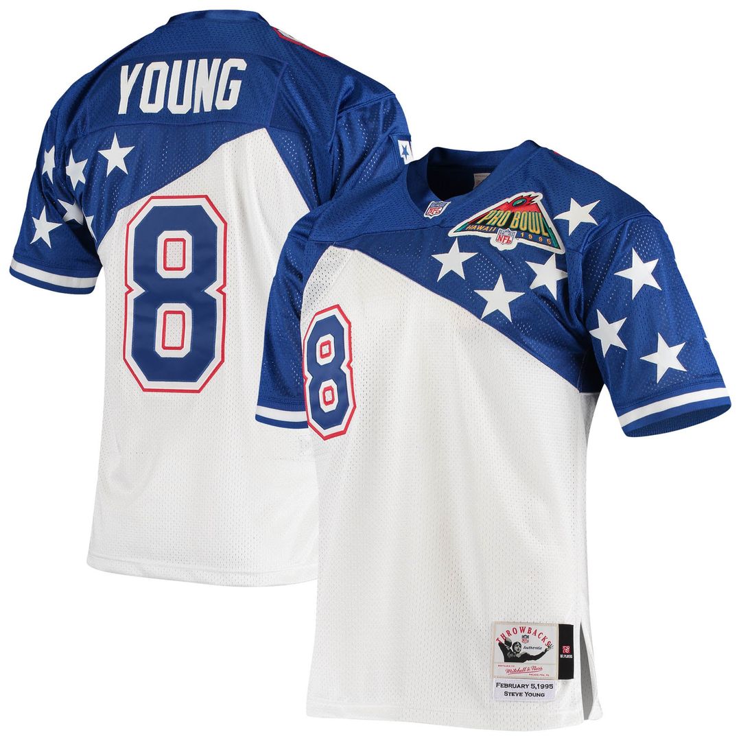 Men's Mitchell & Ness San Francisco 49ers White/Blue Steve Young NFC 1994 Pro Bowl Authentic NFL Jersey