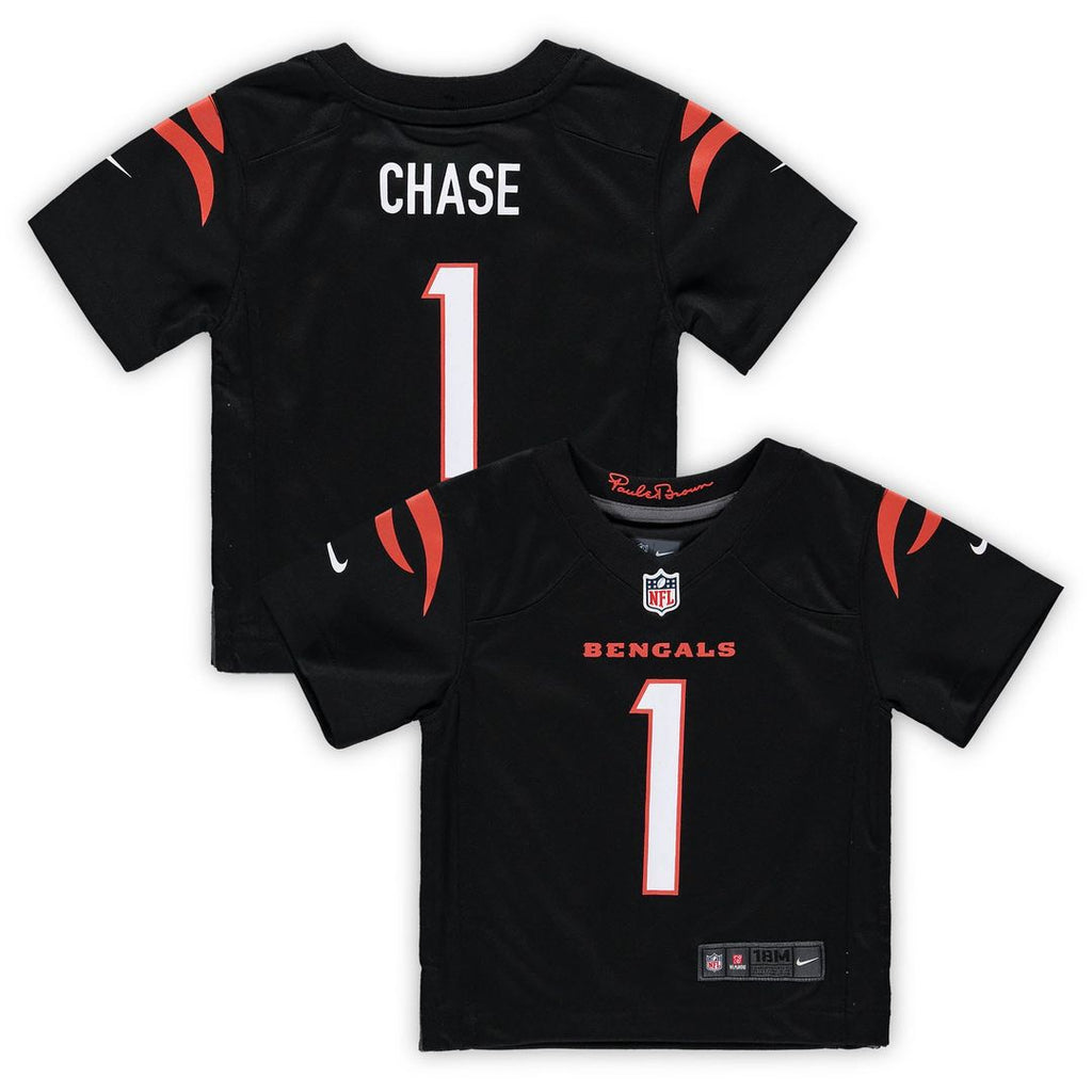 Infant Nike Cincinnati Bengals Ja'Marr Chase Black Team Player Game NFL Jersey